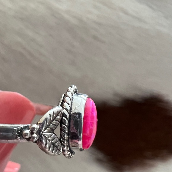 ❤️ Hot Pink Aurora Opal Teardrop Shape Southwestern Artisan Ring  Size 8.75 - Picture 6 of 14